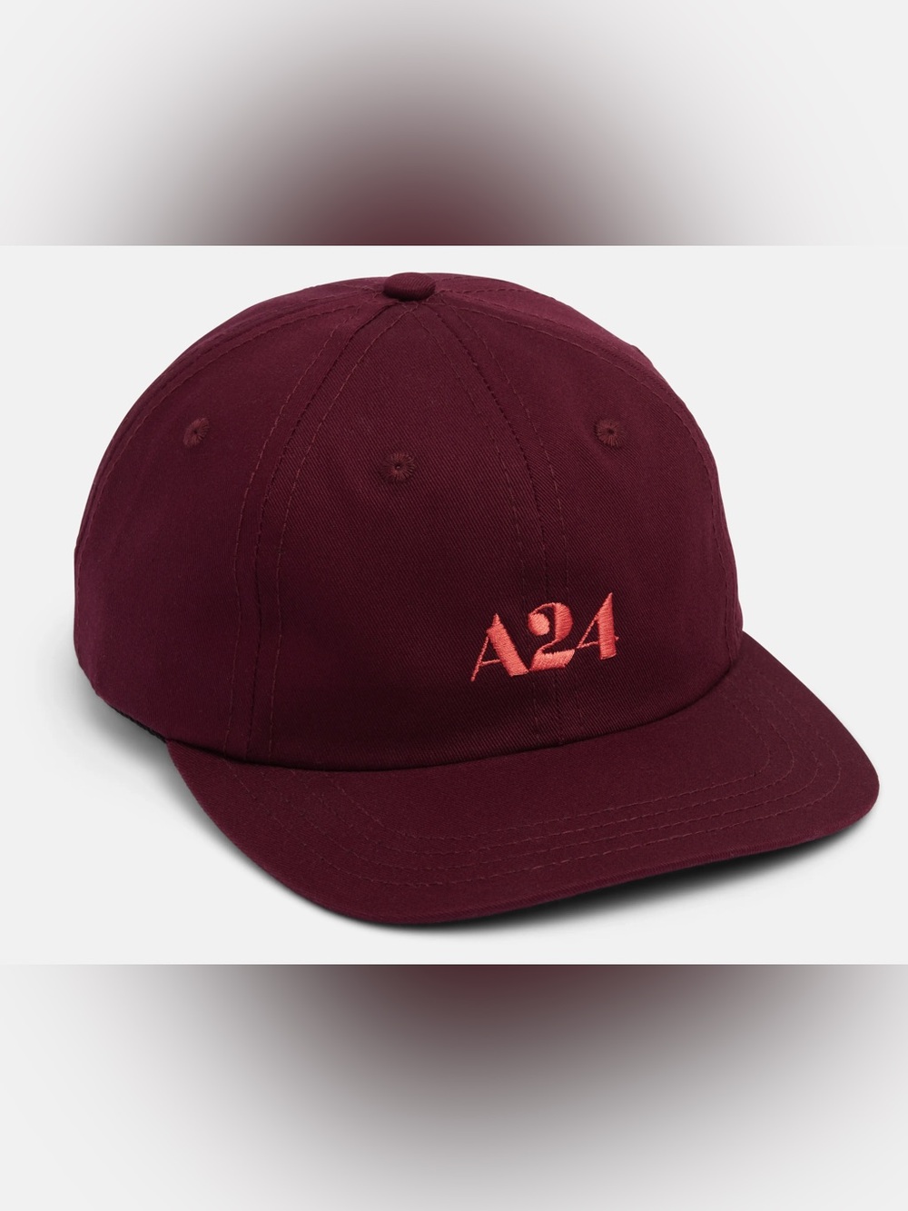 A24 Maroon Baseball Cap with Pink Embroidered Logo